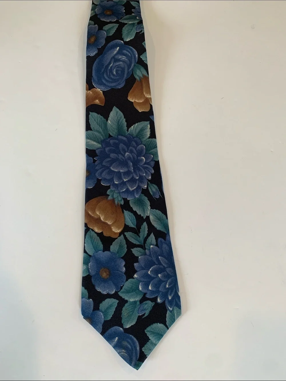 Vintage Woodward Woodie Men's Blue Floral Italian Silk Tie Necktie